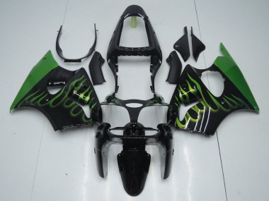 Carene Kawasaki ZX6R 00-02 - Nero con Verde Fiamma