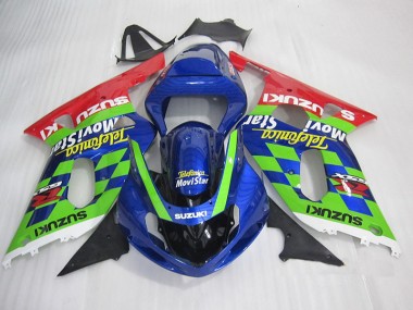 Carene Suzuki GSXR 600 K1 K2 K3 01-03 - Blu Verde Rosso Telefumia Movistar